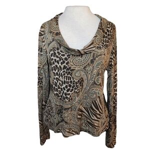 𝅺Worth 100% Silk Vintage Cowl Neck Long Sleeve Top